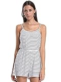 Choies Women's Cotton Summer Sexy Stripe Spaghetti Strap Backless Romper Playsuit