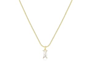 FUNEIA Diamond Necklaces for Women 14K Gold Plated Emerald Birthstone Necklace for Women Mothers Dainty Gold Necklace Blue Green Cubic Zirconia Pendant Necklace Birthday Gifts for Women Jewelry