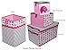 Bacati - Large Storage Tote Elephants Pink/Grey 14 x 14 x 10 inches