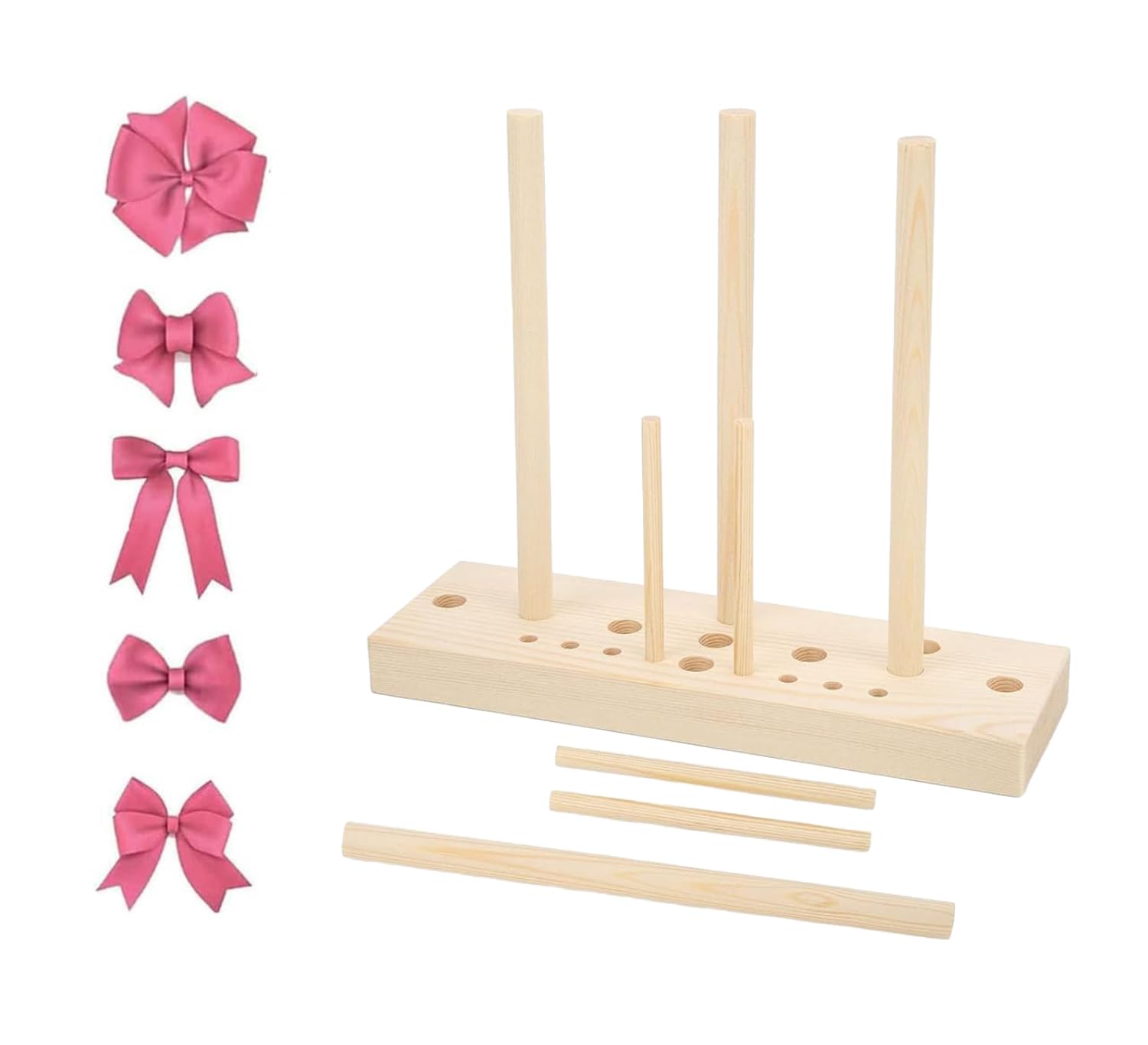 Fyearfly Ribbon Bow Maker, Wooden DIY Bow Maker For Ribbon, Multi Size Adjustable Bow Making Tool with Wooden Board Sticks For Wreaths, Gift Bows, Corsages