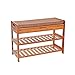 UNICOO - Bamboo Shoe Bench Rack with Cushion Upholstered Padded Seat Storage Shelf Bench, 2-Tier Shoe Rack Entryway Shoe Storage Organizer - (Nature - 70)