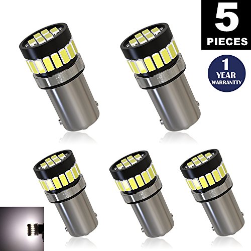 LUYED 5 x Super Bright 3014 24-EX Chipsets BA9 BA9S 53 57 1895 64111 LED Bulbs Used For Side Door Courtesy Lights Map Lights,Xenon White