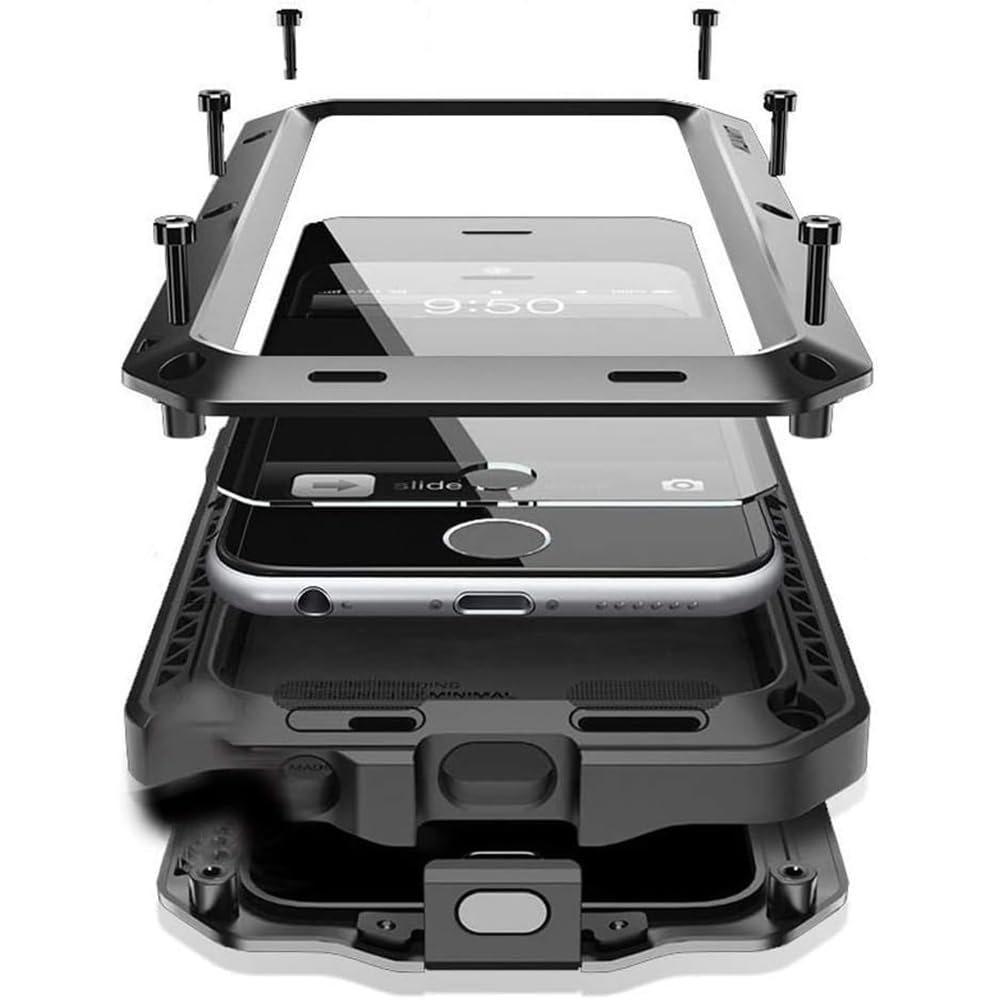 Photo 1 of Marrkey for iPhone 16 Metal Case 6.1",Heavy Duty Shockproof Aluminum Alloy Tough Armour Military Grade Phone Case,360 Full Body Protective Cover with Silicone Built-in Screen Protector - Black