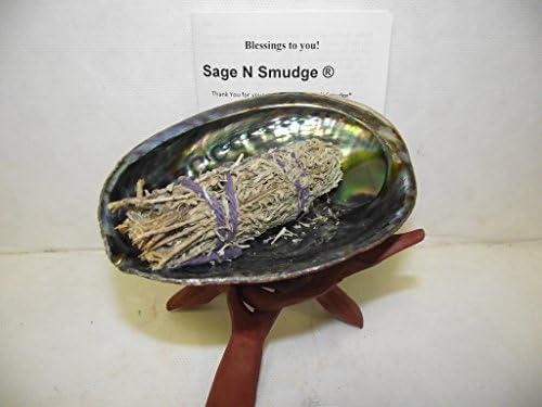 Sage Smudge Kit with Large Abalone 6 Inch Stand Sage Stick and Directions