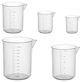 stonylab Plastic Beaker Set, Clear Plastic