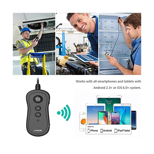 Endoskopkamera mit LED Licht, LIMINK WiFi Endoskop Kamera Handy Inspektionskamera HD 1080P 5.5mm Zoombare Halbsteife… – Bild 8