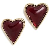 By Adina Eden Women's Crimson Red Heart Bezel Stone Stud Earrings