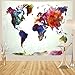 Tushelia World Map Tapestry Watercolor Tapestry Abstract Map Tapestry Wall Hanging Colorful Globe Tapestry Stylish Painting Map Tapestry for Living Room Dorm Wall Decor