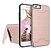 iPhone 6S Plus Case, Teelevo [Card Slot Holder] Dual Layer Heavy Duty Shock Absorbent Wallet Case with Credit Card Slot and Kickstand [Protective Card Case] for iPhone 6S Plus/6 Plus - Rose Gold
