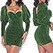Women’s Push Up Bodycon Dress – Ladies Vintage Puffy Long Sleeve Mini Cocktail Dresses – Shiny Party Dressthumb 1