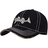 WITHMOONS Cotton Fishing Hat Fish Bone Embroidery Trucker Dad Baseball Cap YZ10119