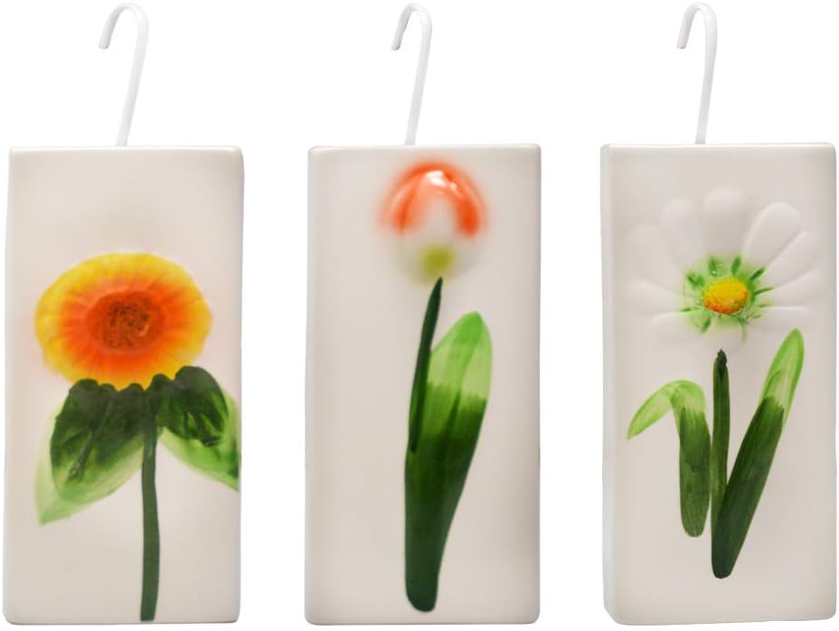 DRULINE 4er Set Luftbefeuchter Wasserverdunster für alle gängigen Heizkörper Heizungen mit verschiedenen Blumenmotiven Keramik 300ml Verdunster Verdampfer