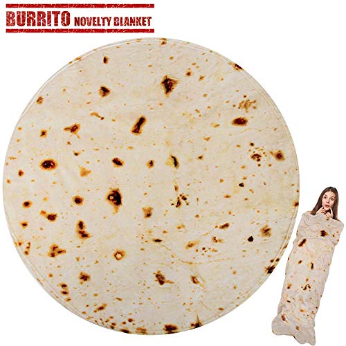LetsFunny Burrito Tortilla Human Blanket, Burrito Wrap Novelty Blanket Tortilla Towel for Adults/Kids, Giant Round Beach Towel/Throw Blanket/Picnic Blanket (Yellow 3, 71.00)