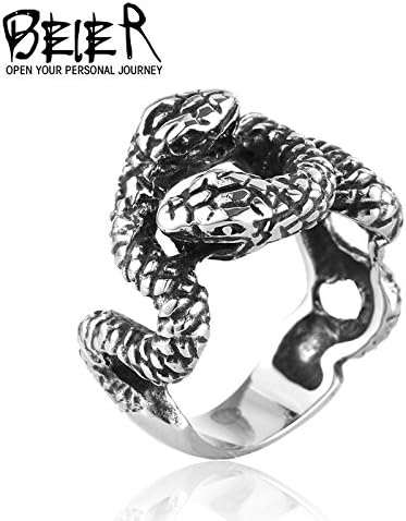 Rainy Today Ring New Double Snake Head Ring For Man Stainless Steel Man's Fashion Jewelry BR2047 US size 10.0