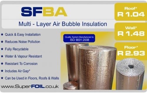 SuperFOIL SFBA Bubble Foil 4mm Thick Loft Insulation Single Bubble - 12sq metres