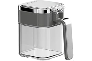 Kitchen Seasoning Pot 380ml Airtight Glass Container with Lid for Salt Spices Food Storage(Grey)