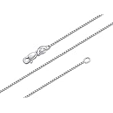 BORUO 925 Sterling Silver Box Chain Necklace | Waterproof 14K Gold Plated Box Chain | 1mm 1.5mm Solid Italian Nickel-Free Necklace Lobster Claw Clasp 14-30 Inch