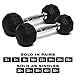 SPRI Dumbbells Hand Weights Deluxe Rubber Encased Chrome Handle All-Purpose Dumbbell (Available in 3, 5, 8, 10, 12, 15, 20, 25, 30, 35, 30, 45, 50 Pounds)