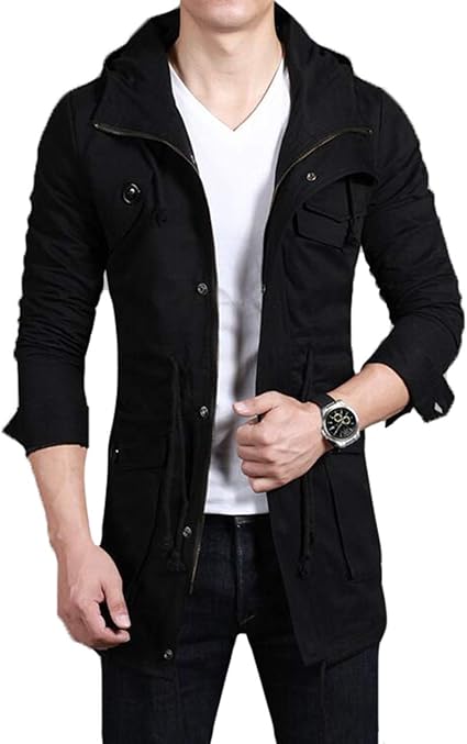 Amazon Piite オーバーコート メンズ カジュアル フード付き ジャケット 厚手 秋冬 ダウンコート ゆったり ロング丈 ジャンパー 体型カバー スリム 長袖 防寒着 ブルゾン おしゃれ コート ジャケット 通販