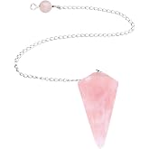 MANIFO Natural Rose Quartz Crystal Pendulum Faceted Point Gemstone Reiki Healing Pendulums for Dowsing Scrying