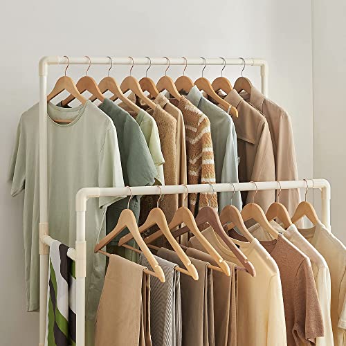 SONGMICS Donkey Clothing, Metal Donkey Coat Rack with 2 Hanging Bars, with a Storage Shelf, Load Capacity 55 kg, Easy Assembly, White RDR01WT