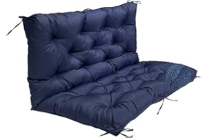 LFNOONE Bench Cushions Swing Cushions Replacement Seat Pad,2-3 Seater Waterproof Overstuffed Bench Cushion,Thicken 5"Outdoor Loveseat Cushions with Ties,for Porch Garden Furniture Patio Lounger/blue 60x40"