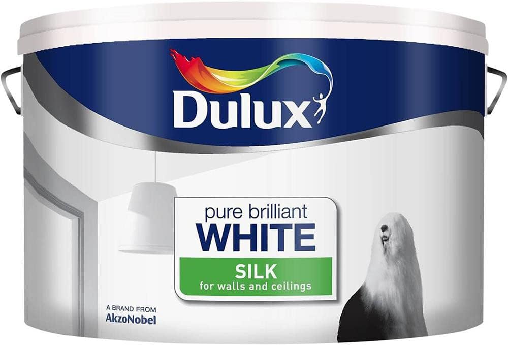 Dulux 500007 10 Litre Silk Paint Pure Brilliant White Interior Walls