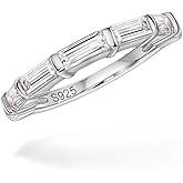 Michooyel Sterling Silver Baguette Ring for Women Cubic Zirconia Eternity Band Stacking Women's Ring Fine Jewelry