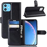 SS Tech Case For Apple Iphone 11 6.1 {2019} Black Book Style {Premium} PU Leather{Wallet Style} Flip Cover Elegant Card Slot and Magnetic Closure Case