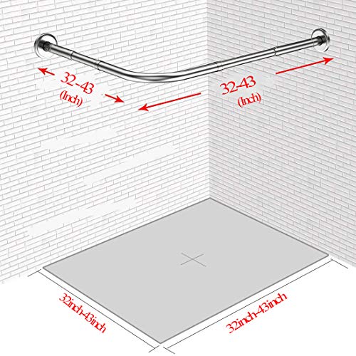 Quany Life Stretchable Corner Shower Curtain Rod Drill Free Install