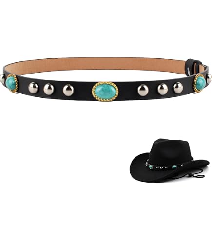 5444 Cowboy Hat Bands For Men Women, Leather Hatbands Belt RainFlowwer 10 PCS Leather Cowboy Hat Bands for Men Women  main image 2