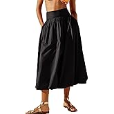 PDLCVD Summer Y2k Bubble Maxi Skirt for Women Casual Elastic Waist A Line Long SkirtRuffle Midi Skirt Sundress