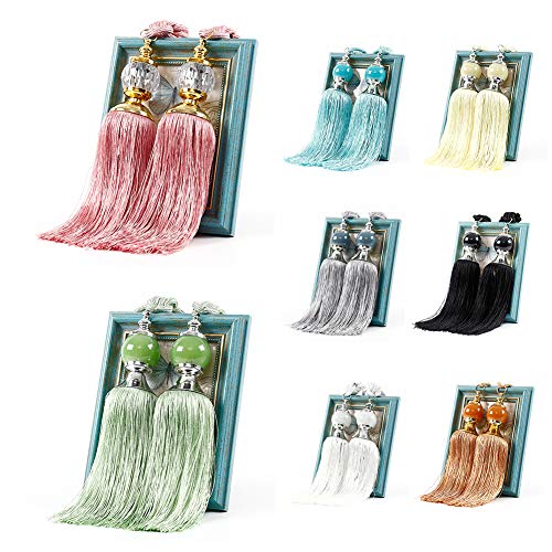 EUGNN 1 Pair Beaded Tassels Curtain Holdbacks Curtains Tiebacks Rope Fastener Window Drapery Tiebacks Drape Holders for Home Bedroom, Office Hotel Decoration(Pink)