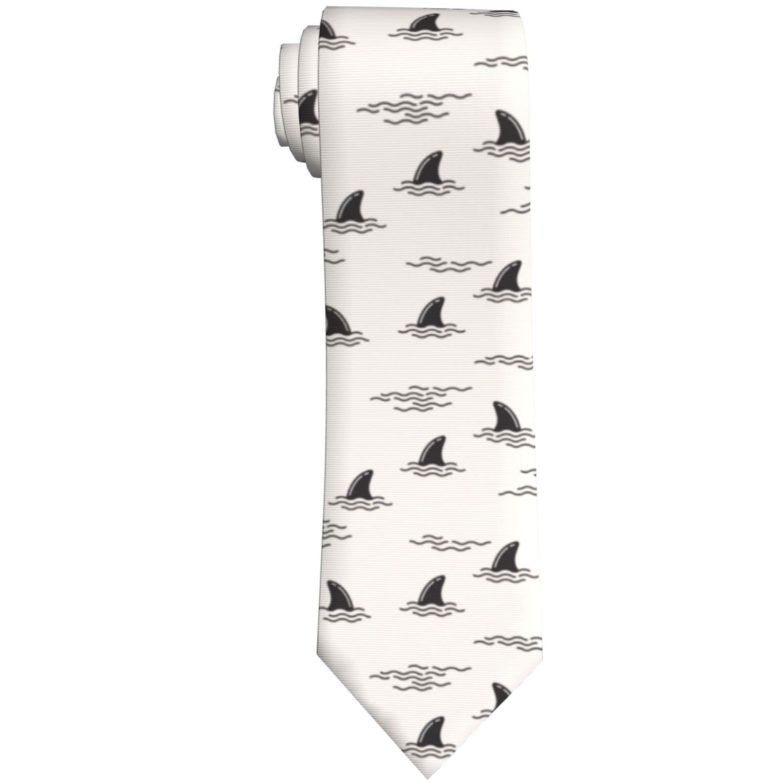 LUADSN Shark Fin Men's Tie Funny Necktie Novelty