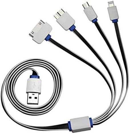 Iskil Multi USB Charging Cable, high speed 4 in 1 Multifunctional Universal USB Charging Cable Adapter Connector with 8 Pin Lighting / 30 Pin / Micro USB for iPhone iPad, Samsung and more (Black)