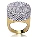 TOPGRILLZ 23mm 14K Gold Plated Round Fully Iced Out CZ Lab Simulated Diamond Bling Band Style Pinky Ring for Men Hip Hop