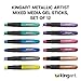 KINGART Metallic GEL STICK Set, Artist Pigment Crayons, 12 Rich Metallic Colors, Water Soluble, Creamy, and Odorless, Use on Paper, Wood, Canvas and more