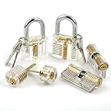6pcs Transparent Lock Set, Sopoby Visible Cutaway Pin Tumbler Keyed Padlock Clear Locks for Locksmith Beginner