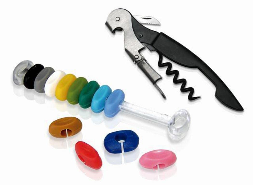 Vin Bouquet FI 044 SET Corkscrew & markers, Includes 2 Levers Corkcrew & GlassMakers Set