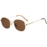 Cyxus Small Oval Sunglasses for Women Men Round Metal Frame Classic Vintage Retro Shades 90s UV400 1562