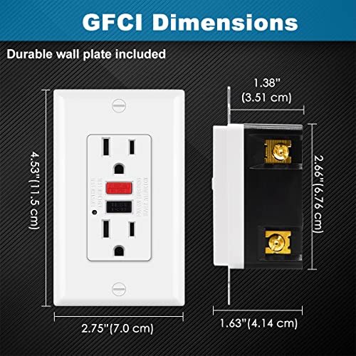 (10 Pack) UNIELE NonTamper Resistant GFCI Receptacle Outlet, 15 Amp