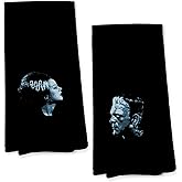Giosve Frankenstein and Bride Gothic Couple Kitchen Towels, Dark Academia Horror Monster Movie Hand Towels for Bathroom, Vintage Blue Spooky Dish Tea Towels for Home Bar Kitchen, 16x24 Inch