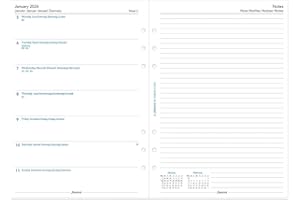 Filofax Calendar Diary Refill, A5 Size, Week on One Page with Notes, White Paper, Multilingual: Five Languages, 2026 (C68509-
