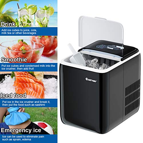 COSTWAY Ice Maker Countertop with Selfclean Function, Make 44 Lbs Ice