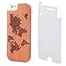 Ucolor iPhone 6 6s Wooden Case World Map Natural Wood Carving Engraved Ultra Slim Hard Custom Cover for iPhone 6S 6 Bamboo Clear with [Slim Tempered Glass Screen Protector] (World Map)