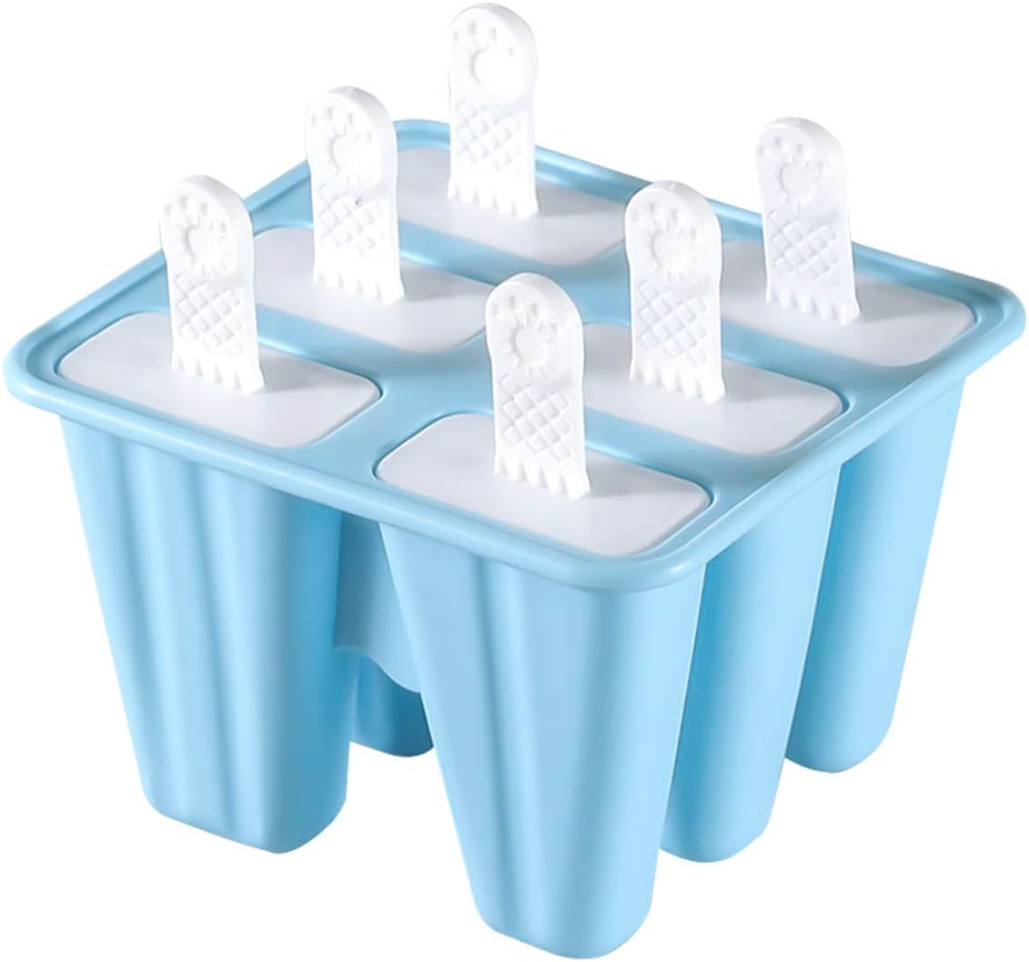 NATUCE 6PCS Blau Eisformen EIS Am Stiel Silikon, Eisformen Silikon, Eisförmchen Popsicle Formen, Wiederverwendbar Eisformen Popsicle Formen Set, Eisform Silikon, Spülmaschinenfest - BPA Frei