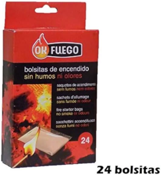 OK FUEGO Smokeless/Odourless Fire Starter Bags for Fireplaces/BBQ/Stoves