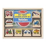 Melissa & Doug My First Wooden Stamp Set - Vehicles (Arts & Crafts, Sturdy Wooden Storage Box, Washable Ink, 10 Pieces, Great Gift for Girls and Boys - Best for 3, 4, 5, and 6 Year Olds)