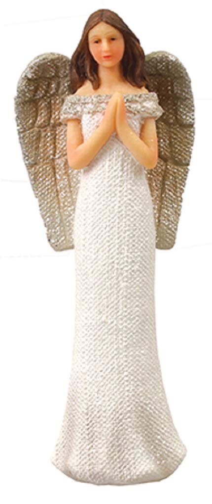 The Healing Corner Sparkling Angel Resin Silver Highlights Praying Hands Angel Gift