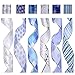 SANNO Christmas Wired Ribbon, White Gold Wired Ribbon Holiday Party Wreath Ribbons Assorted Organza Swirl Sheer Glitter Crafts Gift Decorations, Swirl Sheer Glitter Ribbon
